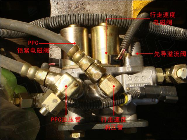 挖机安全锁电磁阀位置图片