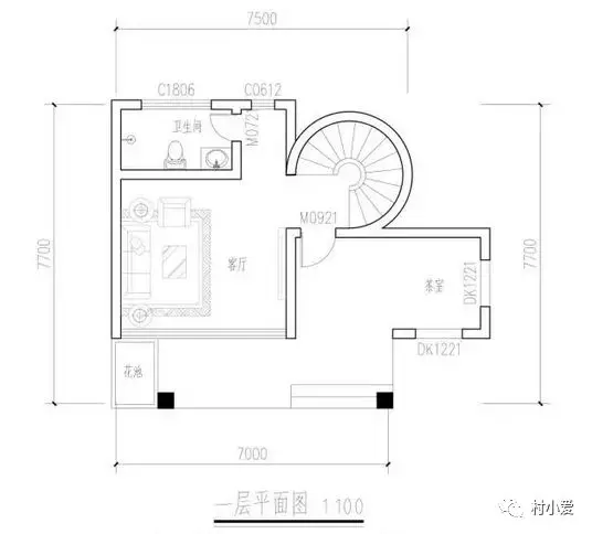 7mx8m旋转楼梯大落地窗清新小墅造价才20万哦