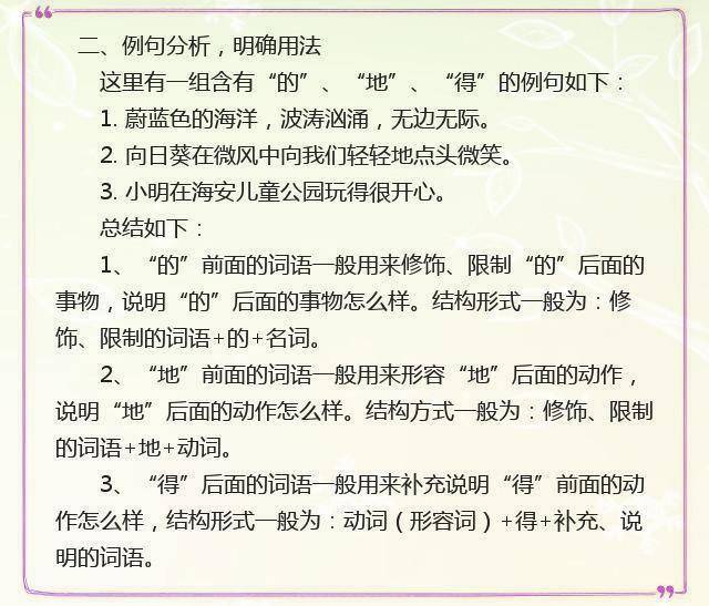 语文老师独创 的,地,得"用法全解和口诀,只看一遍就能掌握!