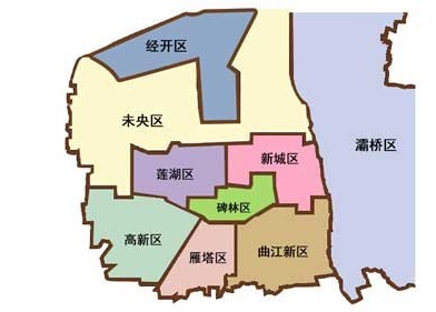 西安市辖区划分图图片