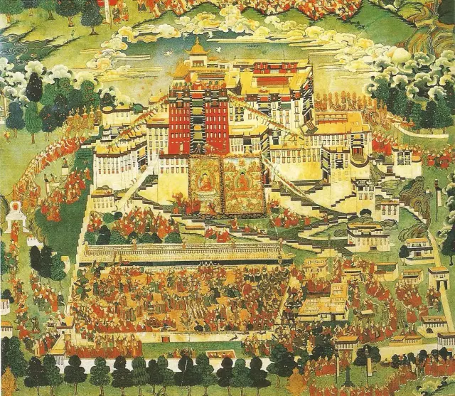 布达拉宫壁画图案图片
