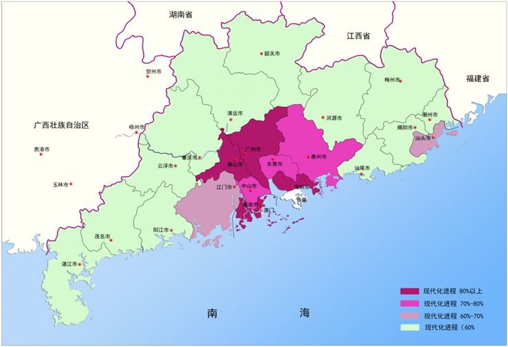 三市仅汕头进入前10,排名第9从城市来看,2016年广东省现代化实现程度