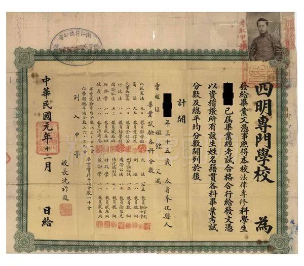 1912年,宁波私立法政学堂改为"公立四明法政专门学校,仍属大学一级.