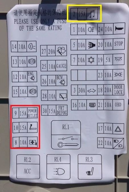 吉利博瑞保险丝示意图图片