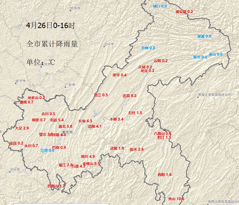 地區出現陣雨,雖天氣較好,但全市最高氣溫在19～28℃之間,最熱巫溪