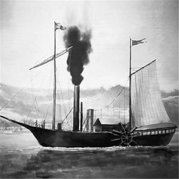 1807年,美国人富尔顿制成以蒸汽为动力的汽船试航成功