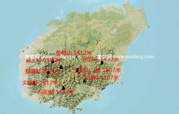 海南岛山脉地形图图片