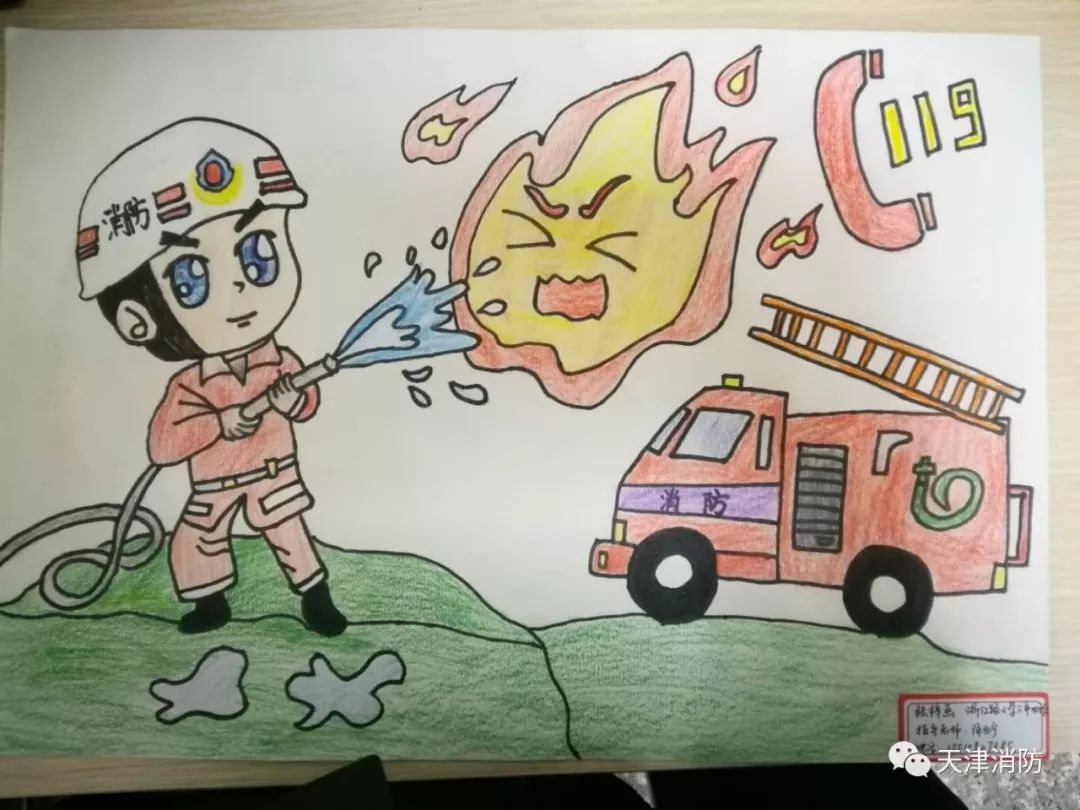 儿童通过作文,绘画来表达对生活中火利与害的认识,对消防安全的感悟