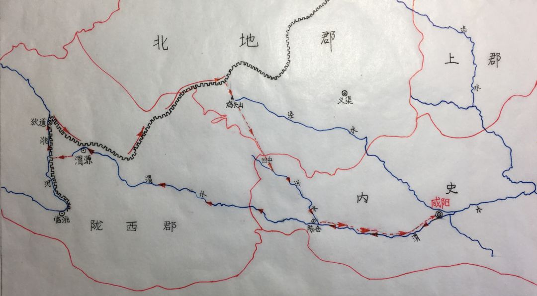 發源地(今甘肅渭源西),再沿著洮河北上抵達隴西郡治狄道(今甘肅臨洮)