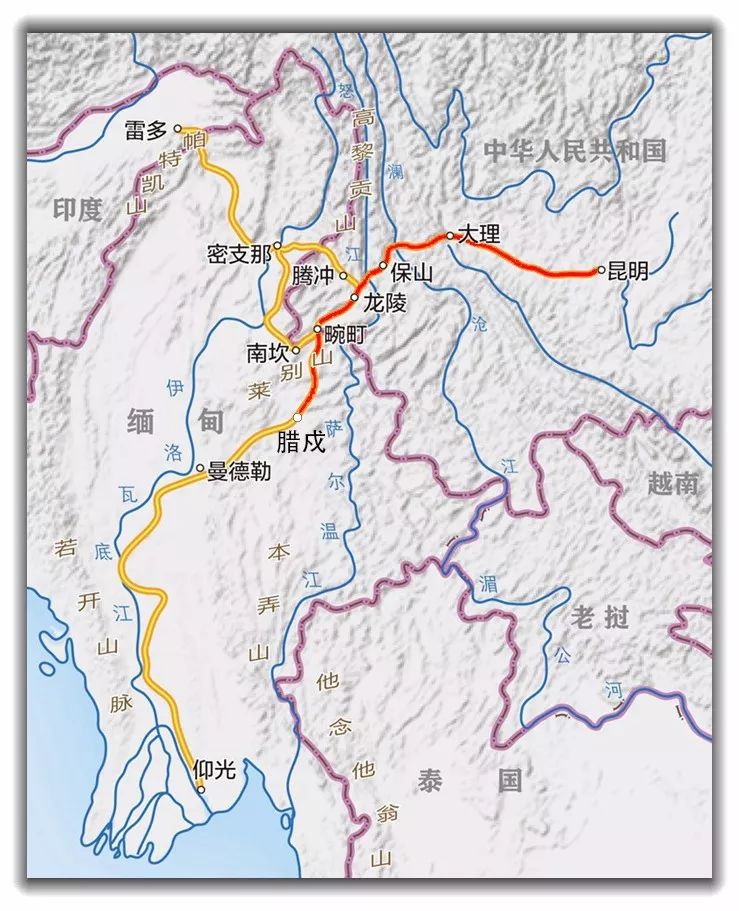 中印公路线路图图片