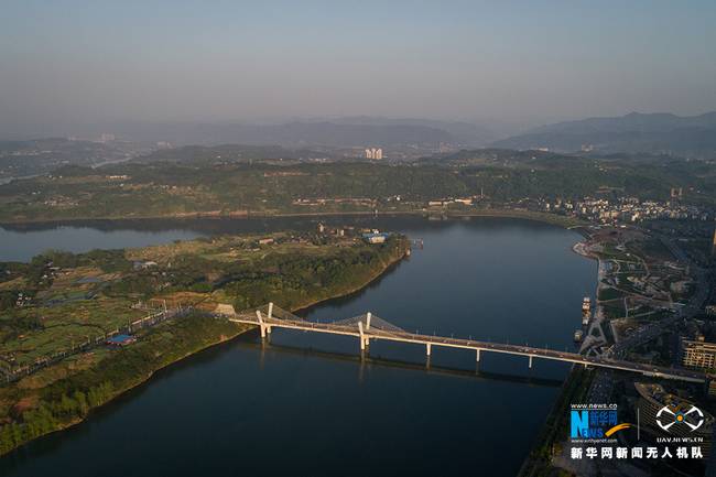 重庆合川三江汇流 四桥同框