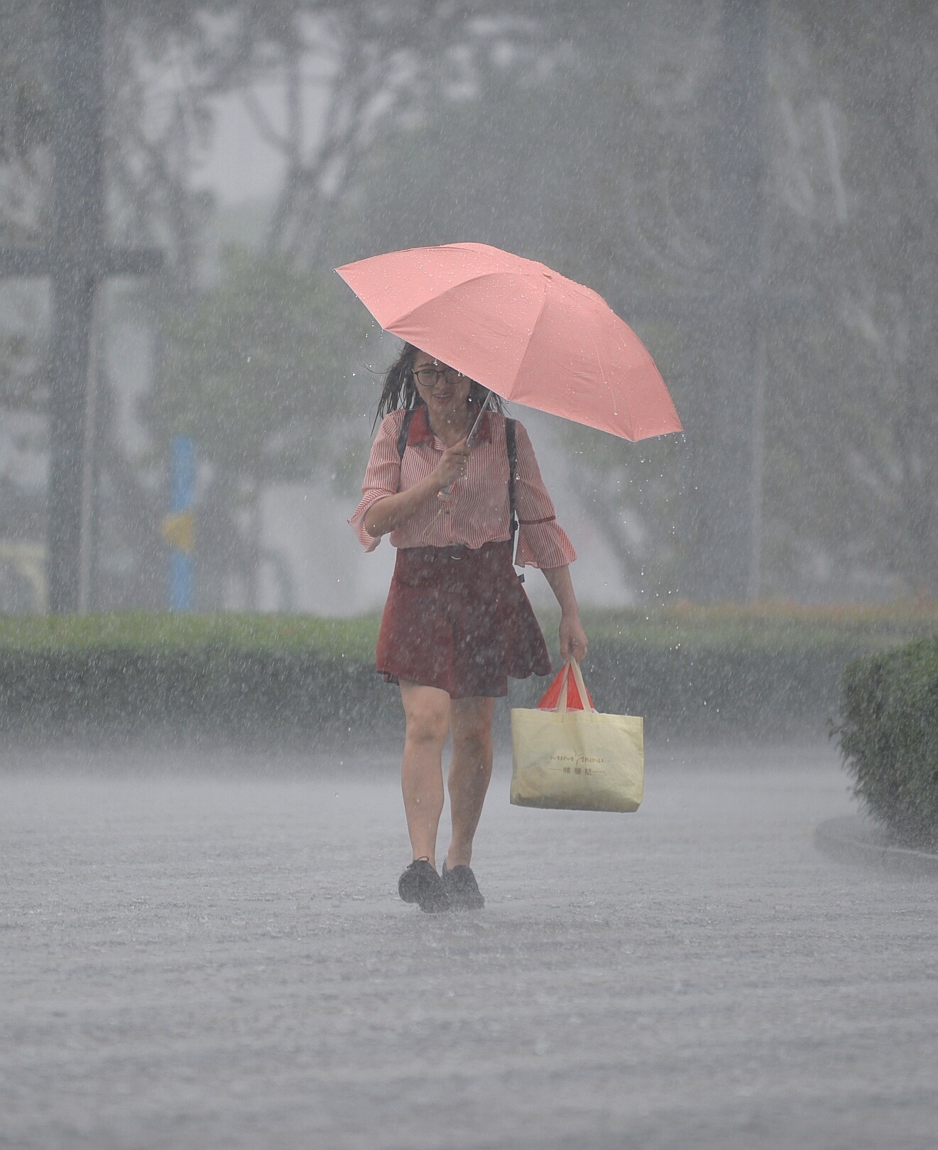 半个小时后,一场阵雨倾盆而下,把城区浇的湿透,变化无常的天气