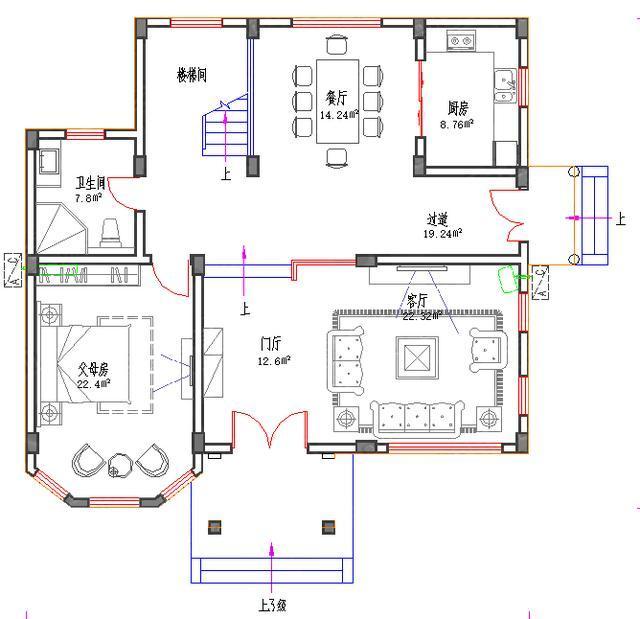 12×12米26万2厅4室带阳光房主卧配套二层简欧别墅全套施工图纸