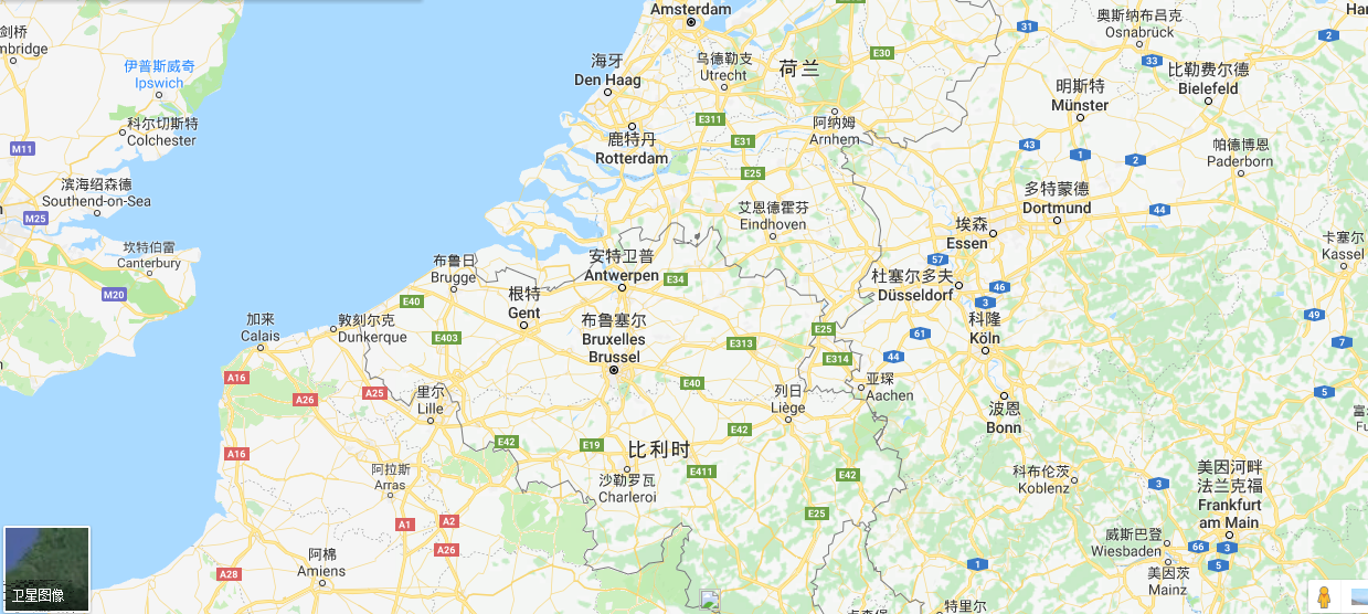 比利时在地图上的位置图片