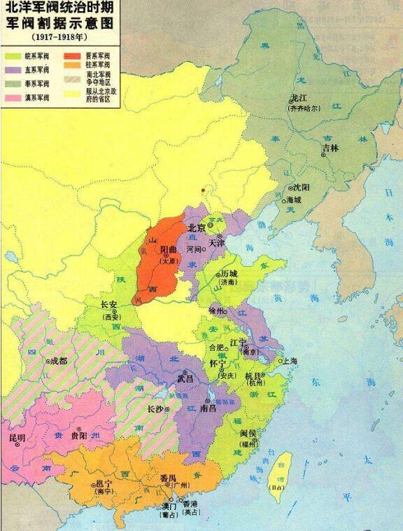 北洋军阀各占地盘图图片