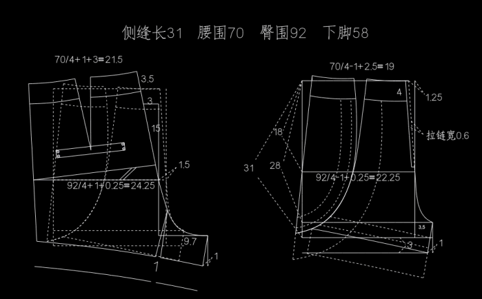 女短裤打版制图