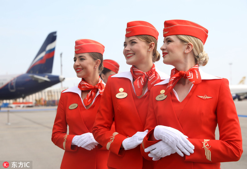 当地时间2018年5月4日,俄罗斯莫斯科,俄罗斯航空公司发布新制服,庆祝