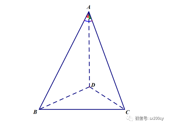 有一个三棱锥,锥顶当然就是一个三面角,如下图所示,它的大小大概有