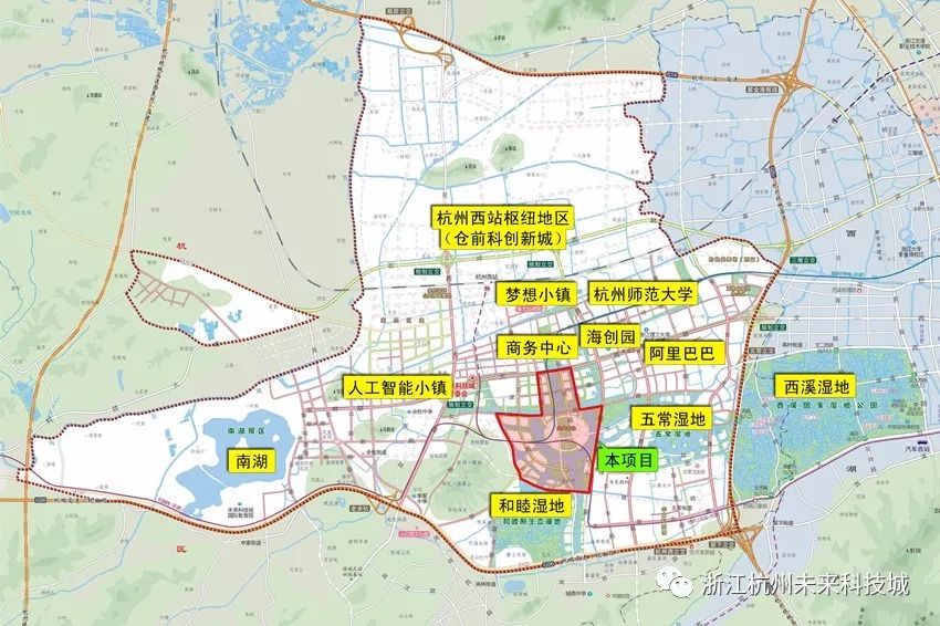 新建的杭州城西科技文化中心項目規劃範圍:東至良睦路,南至和睦路,西