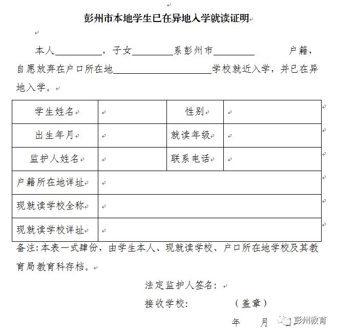 權威發佈 | 2018年成都市彭州市小學一年級新生入學指南