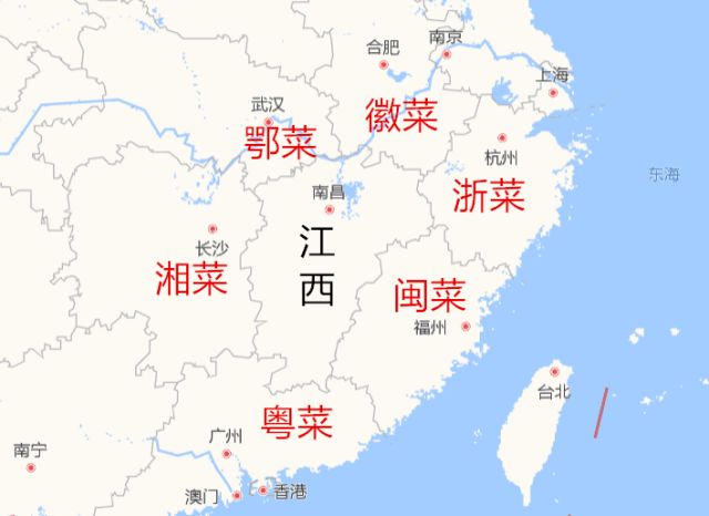 四大菜系地图图片