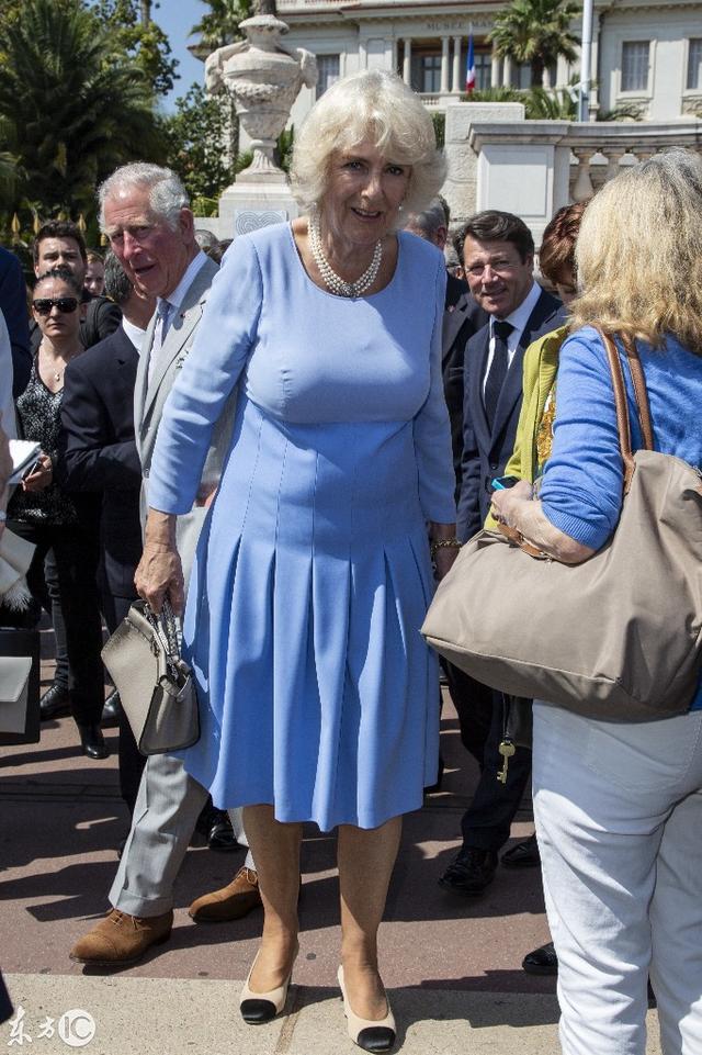 英国康沃尔公爵夫人卡米拉随夫访问法国,卡米拉脸相身材皆如壮汉