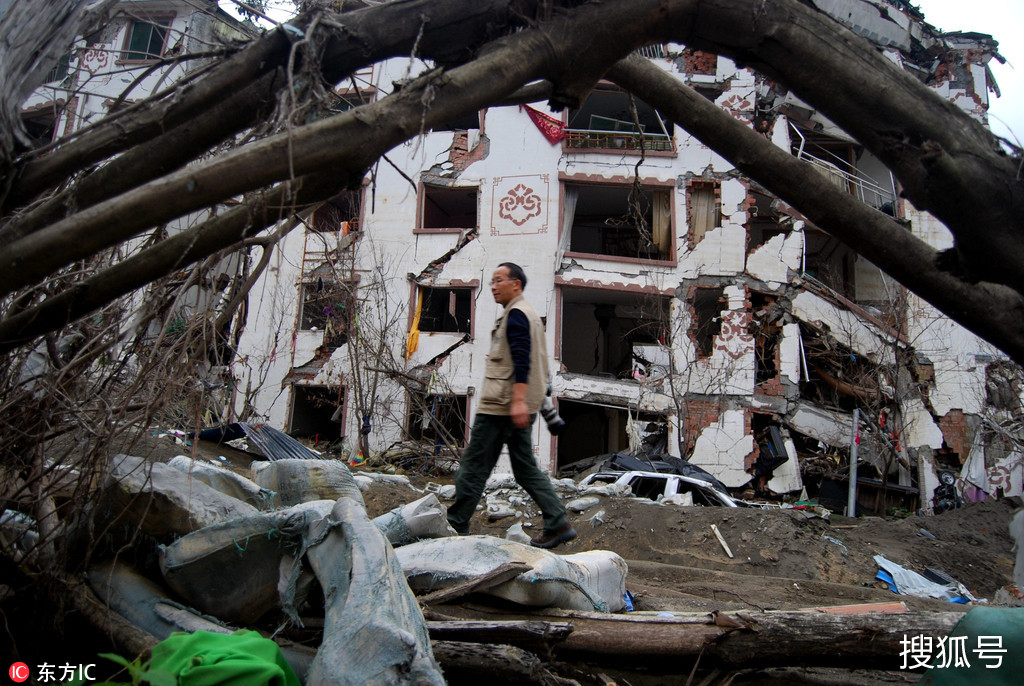 汶川地震10年 924特大泥石流袭击后的北川老县城