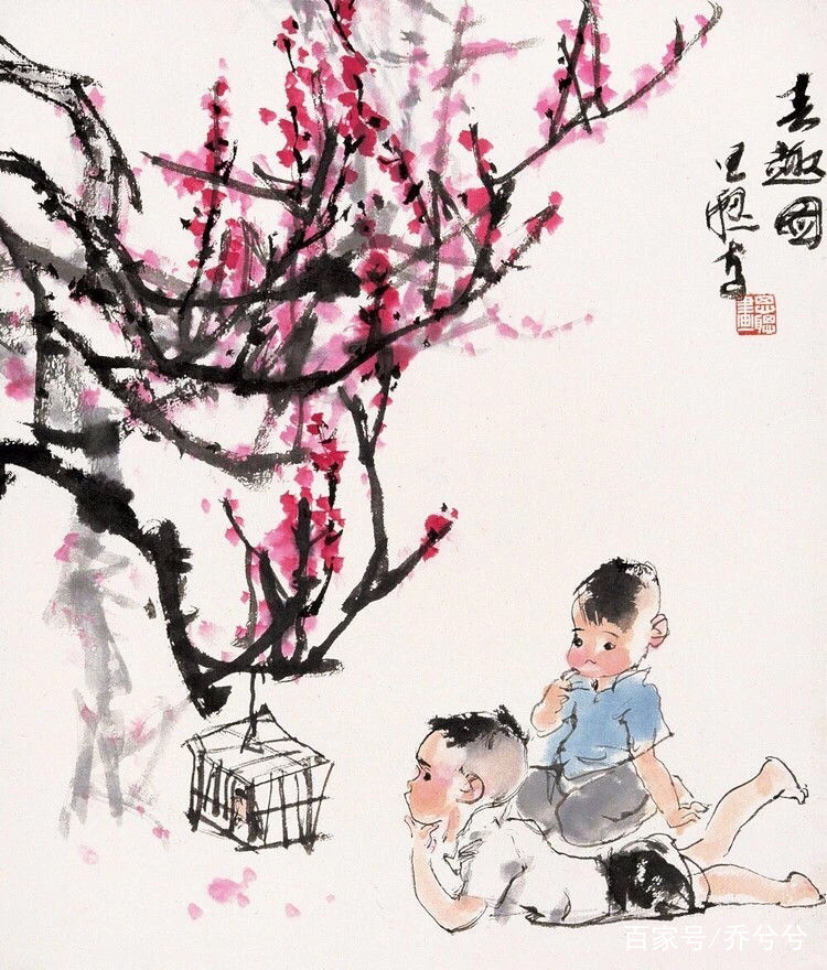 当代女画家周思聪,笔下的水墨儿童画,趣味满满,极尽水墨之妙趣