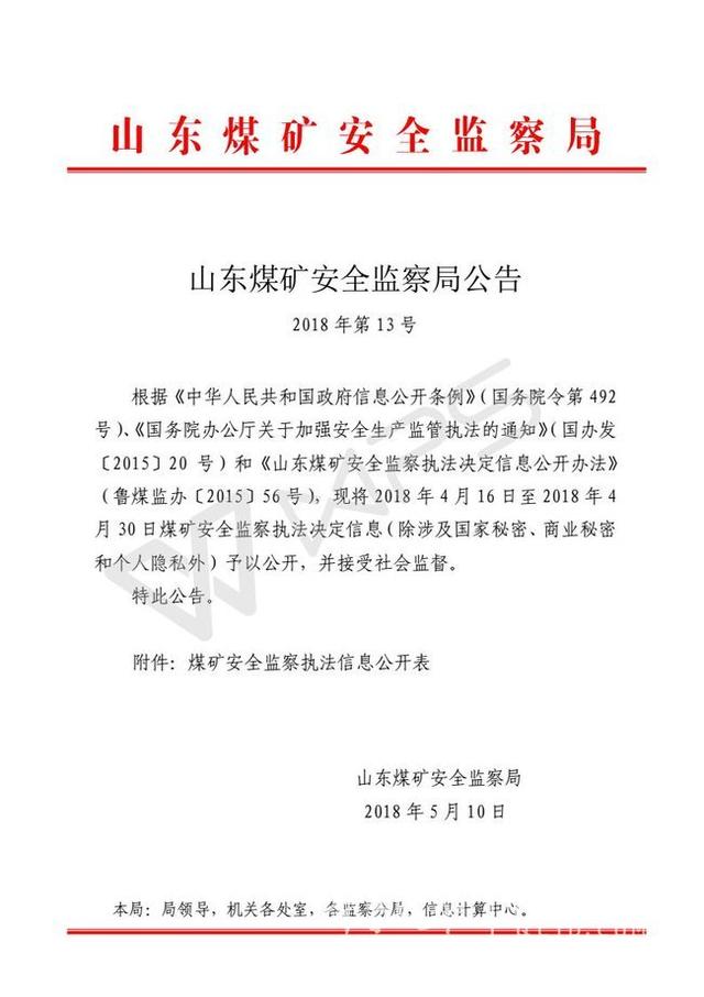 《煤矿安全监察信息公开表》不完全统计显示,枣庄市金庄生建煤矿,滕州