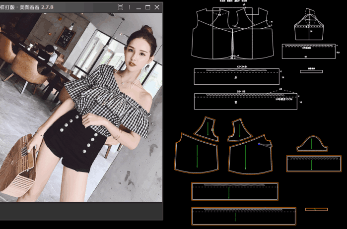 服装打版-露肩喇叭袖女上衣打版裁剪