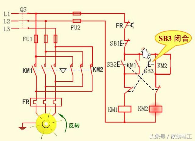 按钮互锁正反转接线图图片