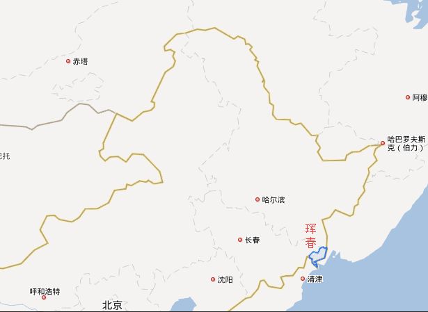 珲春市位置(图片来源:百度地图)
