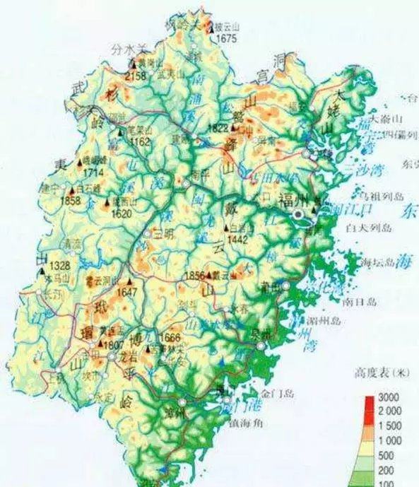 福建省主要山脉分布图图片