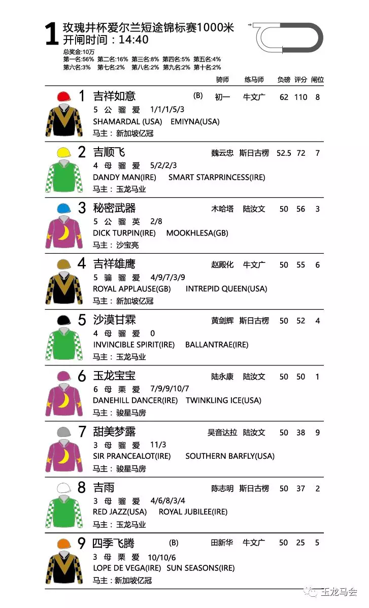 赛马 马匹排位表出炉 2018玉龙国际赛马公开赛开锣赛周六举行