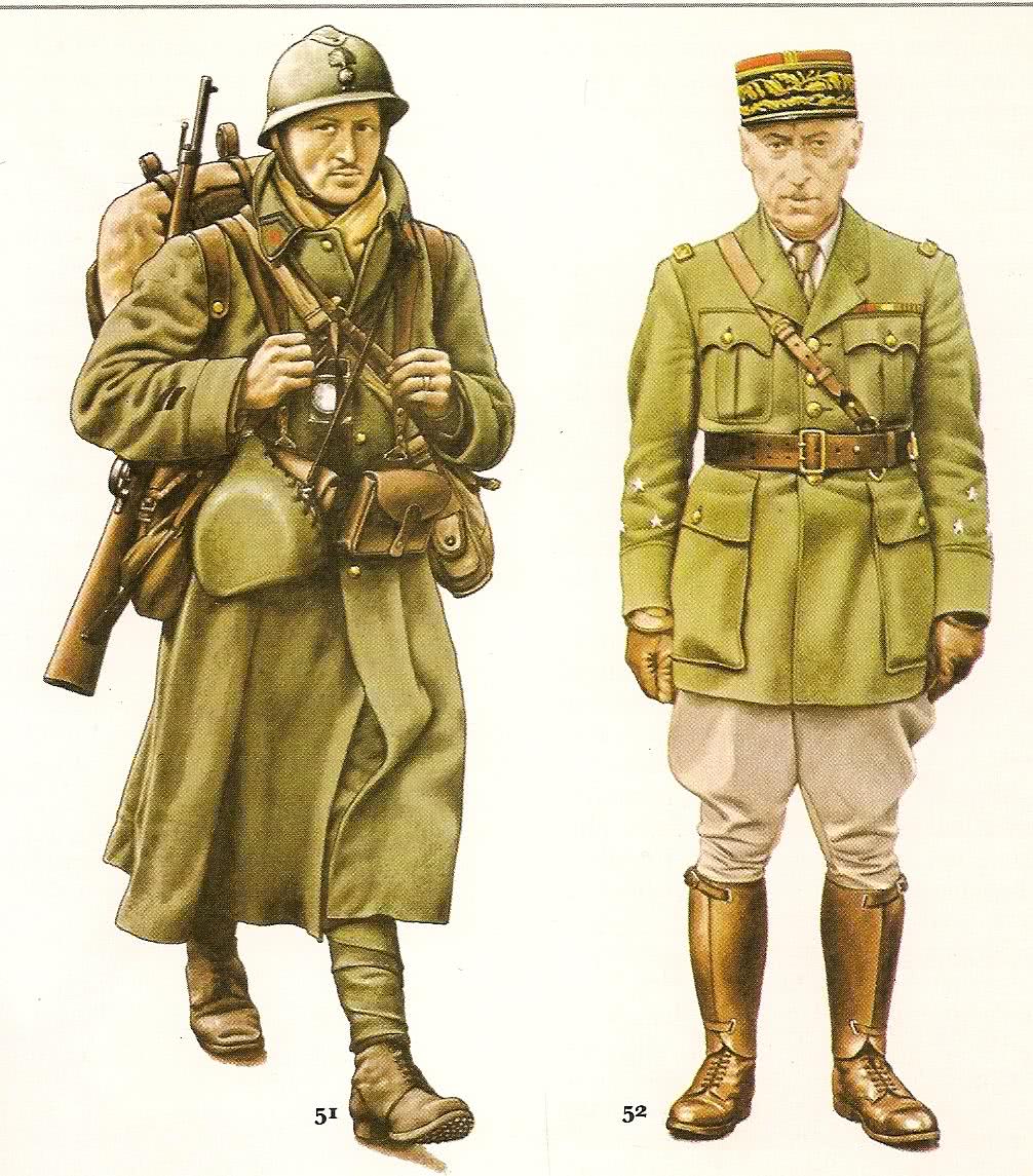 图为一名法军士兵和将军的正装画像,他们的军服还是很考究的