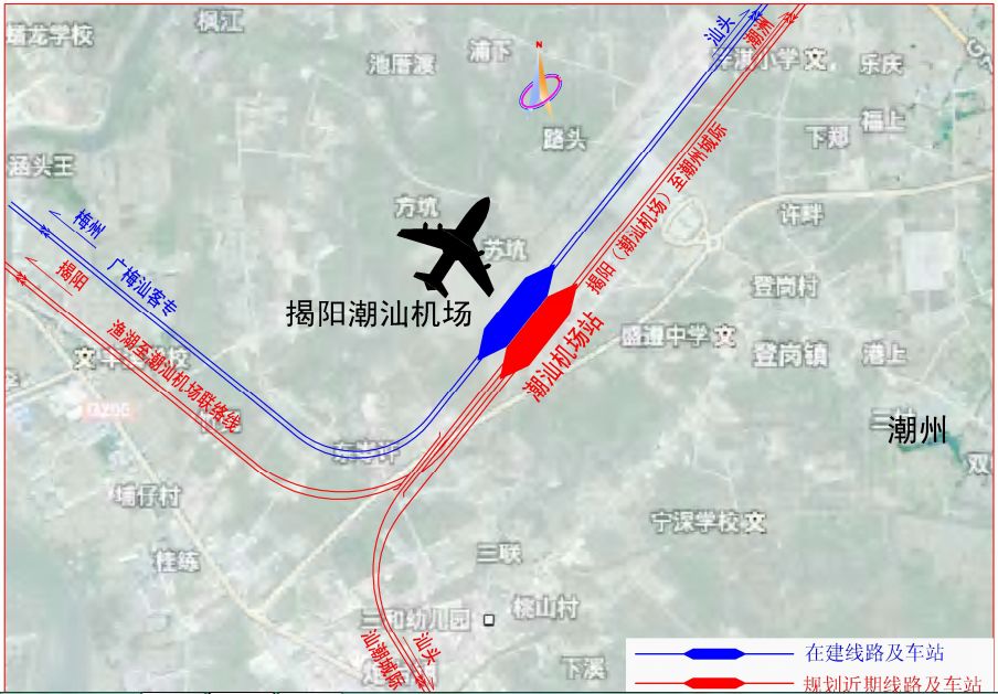 圖 6-3-3 潮汕機場站示意圖揭陽北站規劃廣梅汕擴能改造工程在揭陽北