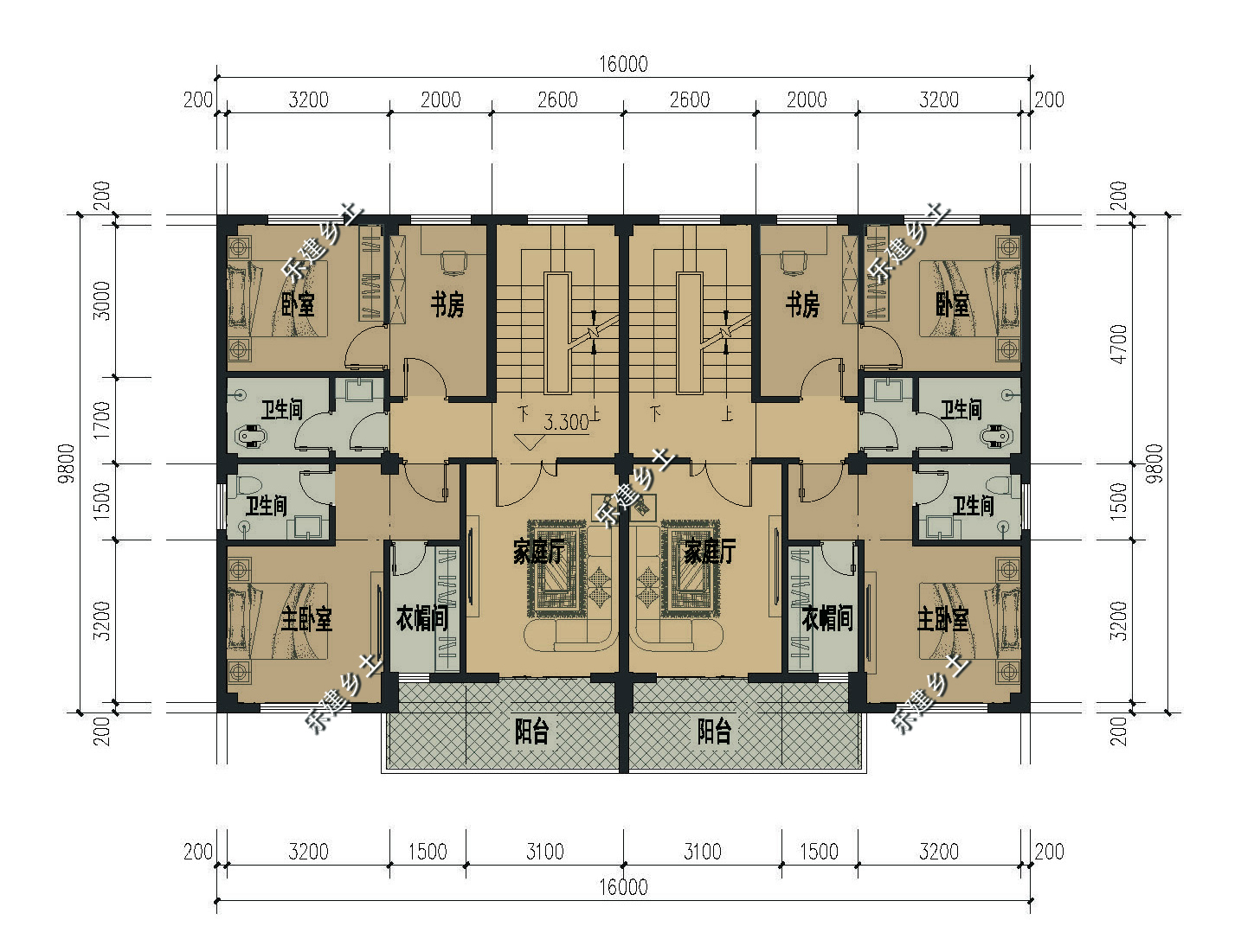 三層16x10米歐式雙拼別墅設計,廣東韶關楊先生項目展示