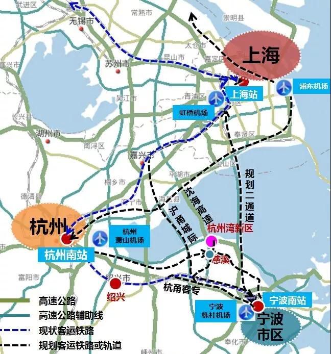 杭州大湾区港口密集,拥有23个港口,21个机场,40座大型桥梁,以及密集的