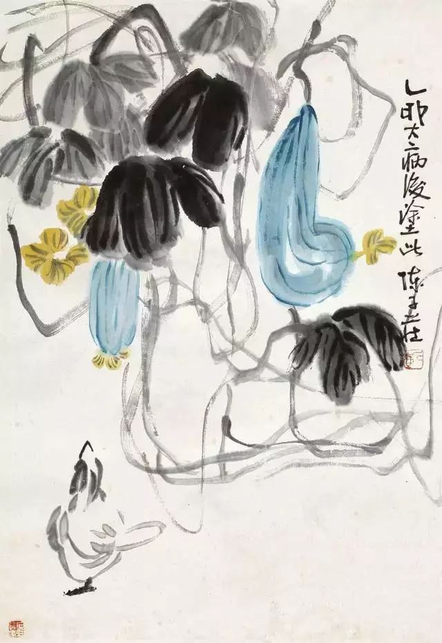 著名畫家吳冠中先生連看數遍陳子莊遺作展覽,然後評論到: