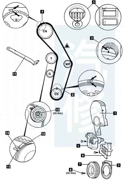 大众宝来1.6皮带绕法图图片