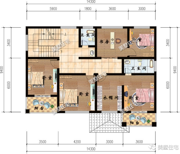 14x9米二层别墅5室4卫还带车库超小进深也能造好房