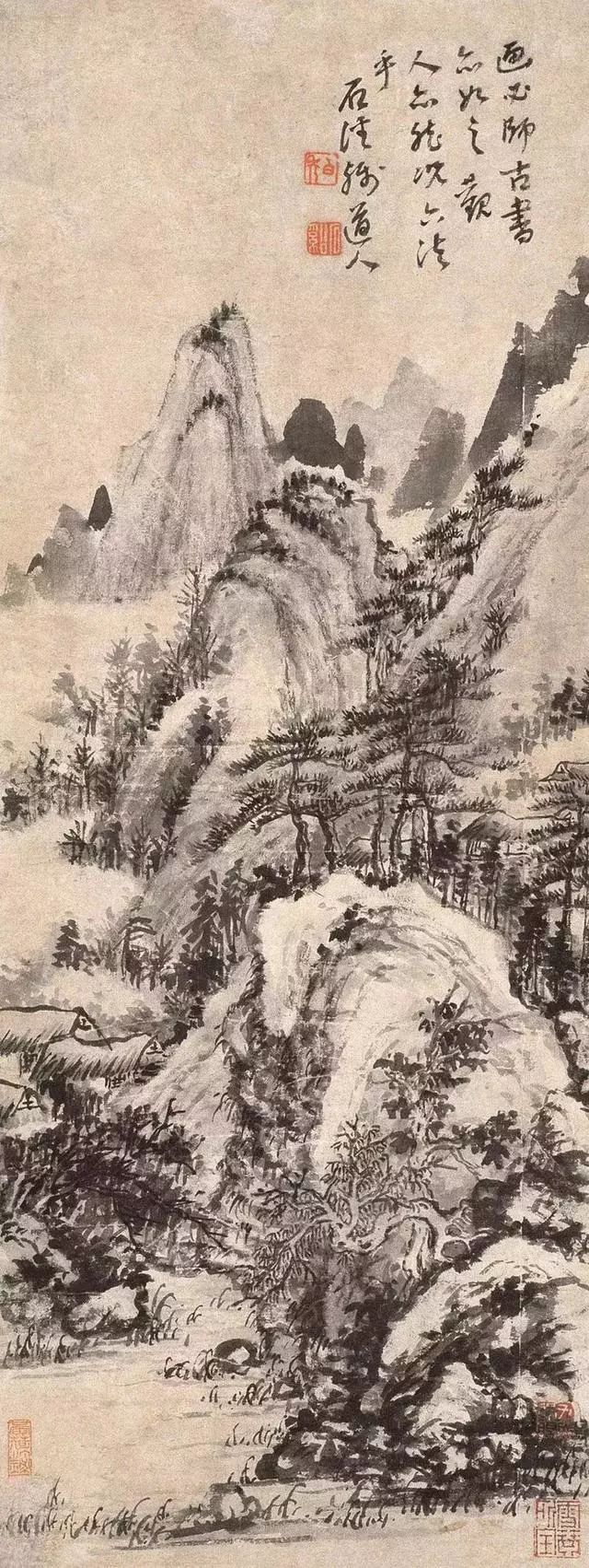 清初画僧 髡残高清山水作品欣赏