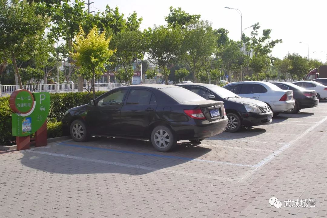 停车位整齐停放的车辆新华书店门前整齐停放的车辆武城汽车站前广场
