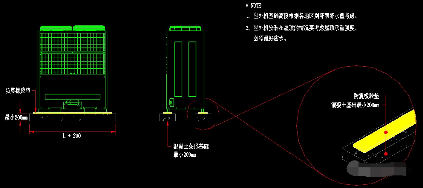 冷媒管橋架安裝詳圖:內外機配電示意圖:集中控制接線示意圖