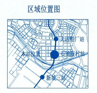 濱海新區東鹽路與規劃橙樺道交口處,主體沿東鹽路南北向佈置,西至東鹽