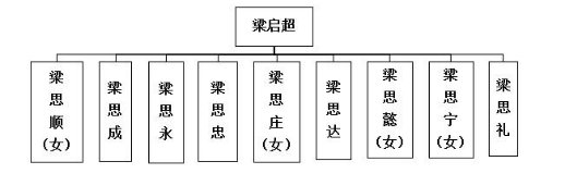 其余子女在文学,图书馆学,经济学等各方面均有建树,故而梁氏家族有"