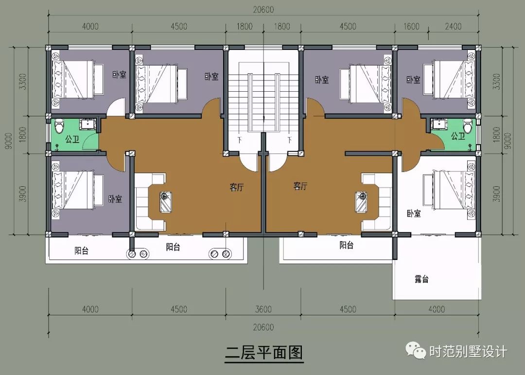 9米進深兄弟兩合建雙拼法式別墅戶型9室4廳合適你嗎