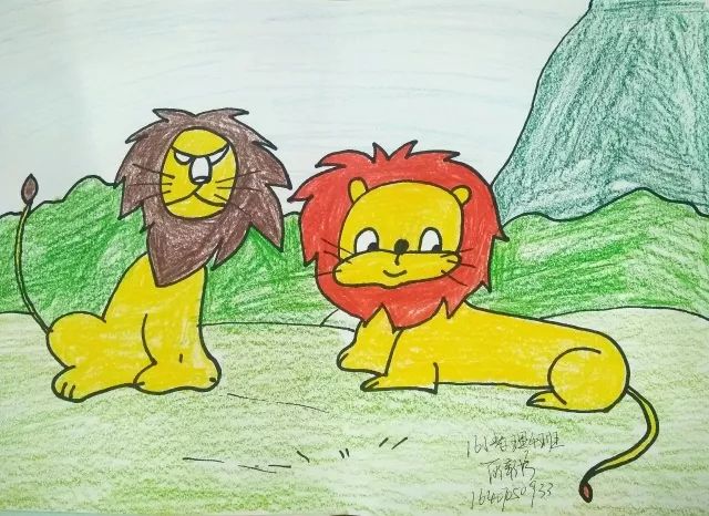 两只小狮子看到这些活灵活现的狮子们,小k就知道教科学子们在简笔画