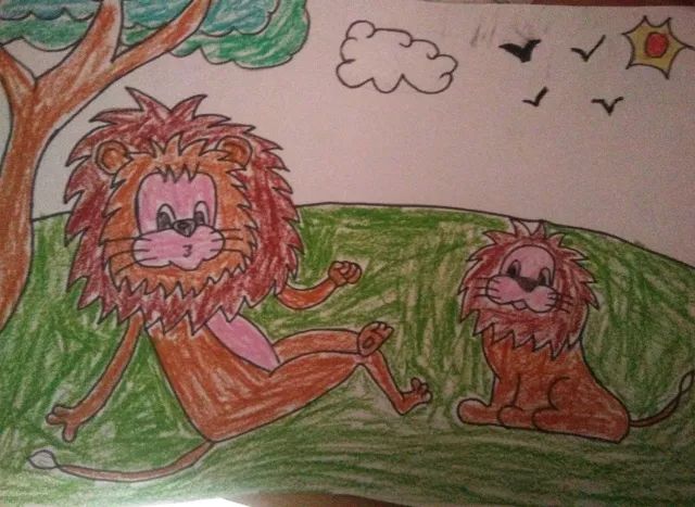 两只小狮子看到这些活灵活现的狮子们,小k就知道教科学子们在简笔画