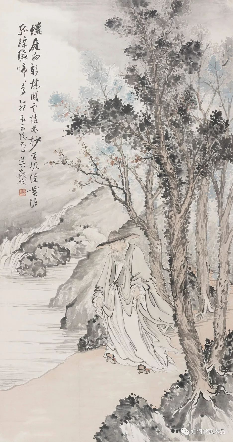 立轴吴观岱 独钓寒江近代中国文人画变法,是吴观岱开创先河,对中国